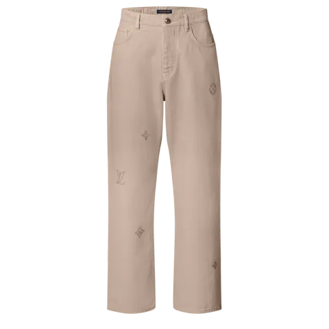 Lv Signature Embroidered Denim